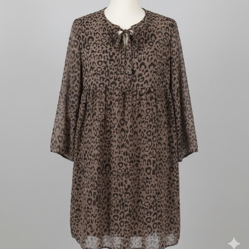 LOFT Tie Neck Animal Print Dress